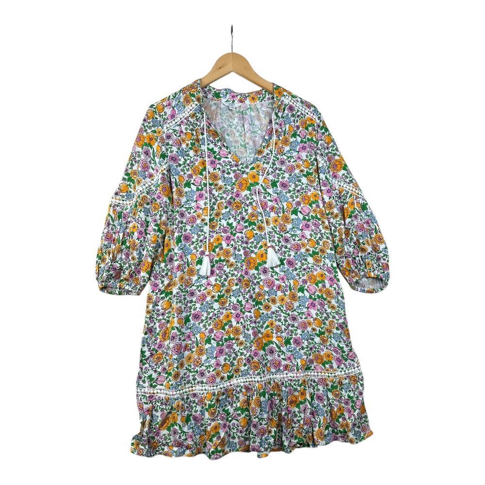 Crown‎ & Ivy Floral Print Peasant Multicolor Long Sleeve Dress size Small